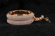 NMII Metal & Gold White American Diamond Stone Latkan Bangles Set For Girls and Women | Bangles with Latkan | AD Bangles | Stylish Bangles For Wedding, Party, Occasion Fashion Jewellery- Set of 2