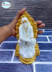 SHINDE EXPORTS Big Size White shirdi saibaba Marble Idol for Pooja Room Statue murti Home Murty (20 cm)