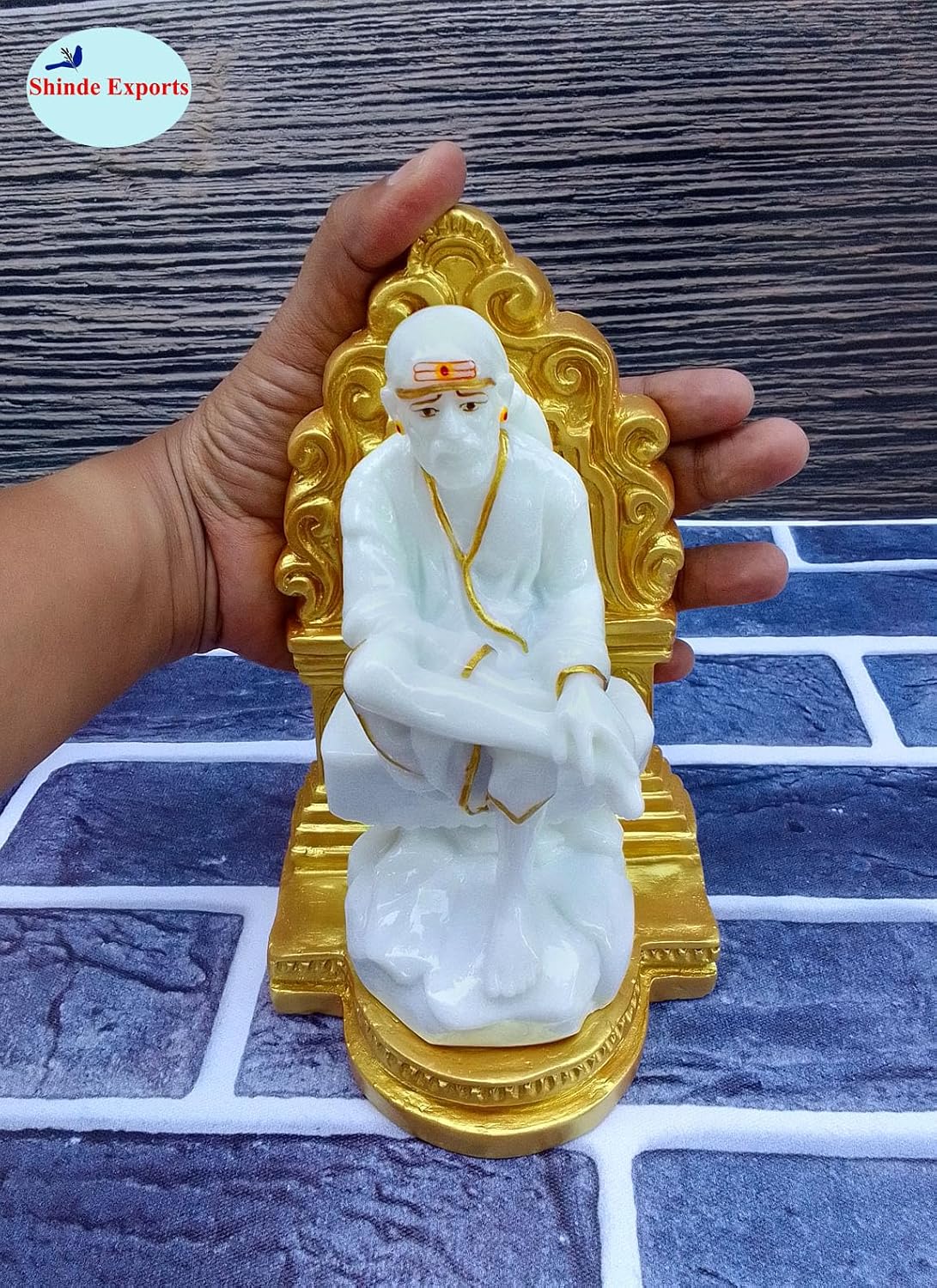 SHINDE EXPORTS Big Size White shirdi saibaba Marble Idol for Pooja Room Statue murti Home Murty (20 cm)