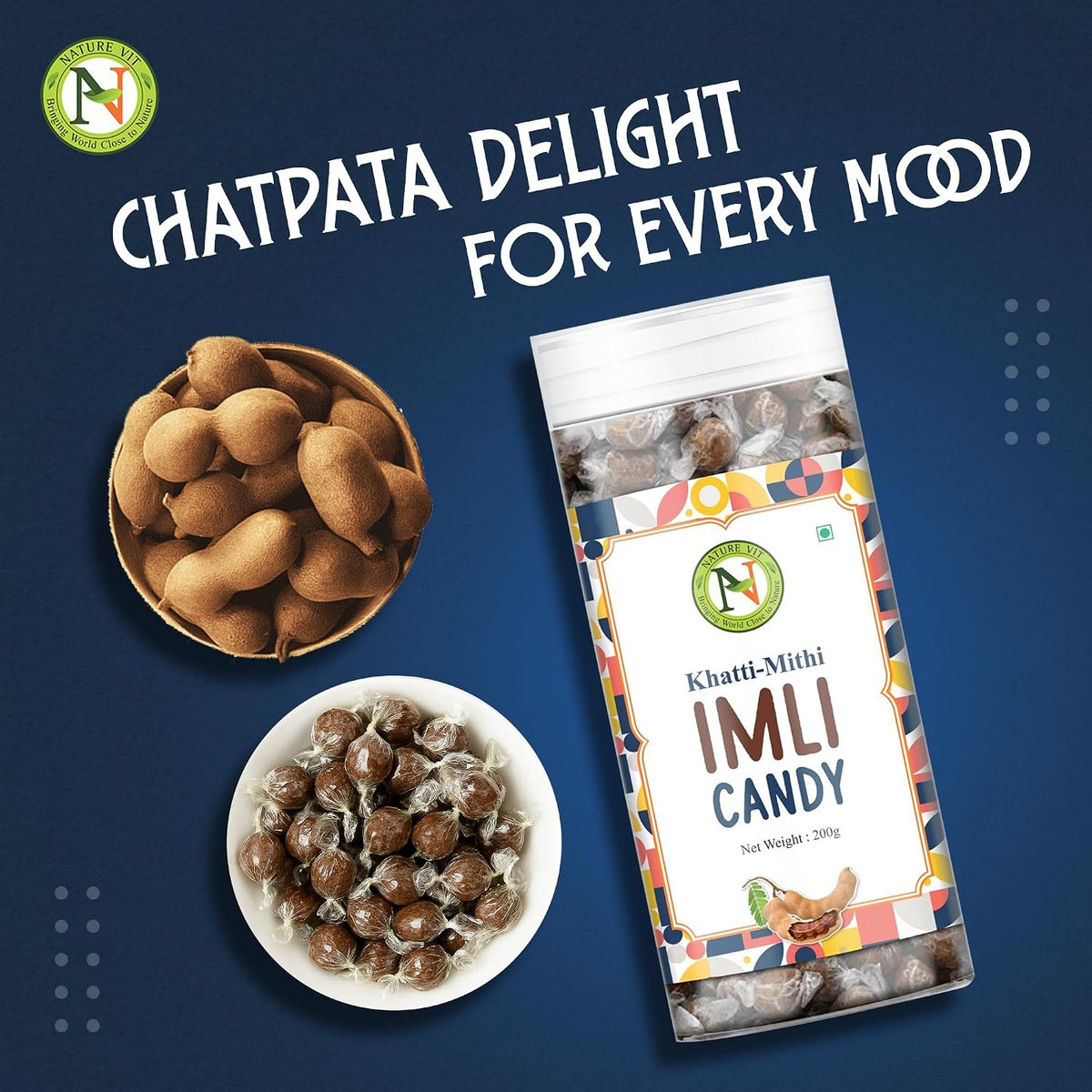 NatureVit Imli Candy 1 Kg | Khatti Meethi Imly, Chulbuli Emli Tamarind Twist Candy, Twisted Emly | Tamarind Candy Soft Chewy Digestive Treat