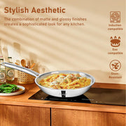 Parage Triply Stainless Steel Fry Pan 24cm | Heavy Bottom Steel Pan for Tempering, Frying | Induction & Gas Friendly | Stay-Cool Handle | Tripure Series | Scratch Resistant | 5 Years Warranty