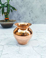 SHINDE EXPORTS Small Size Copper tamba lota Kalash for puja Drinking Water Pooja (9cm 85gms)