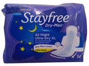 STAYFREE Dry-Max All Night Ultra-Dry With Wings - XL (14 +14 Sanitary Pads) Sanitary Pad (Pack of 28)