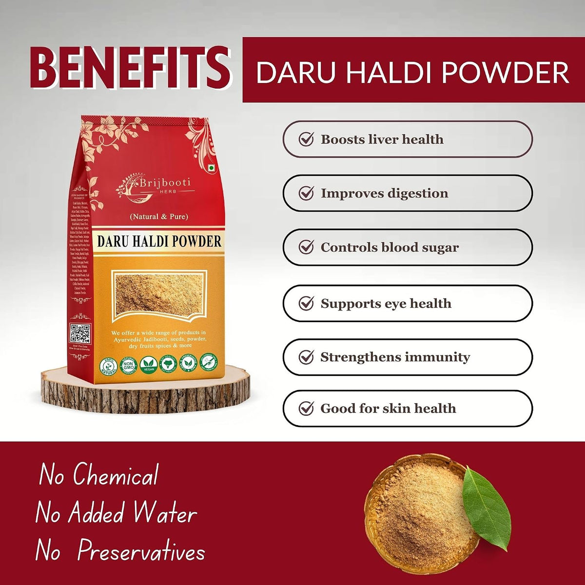 BrijBooti Daru Haldi Powder (200 gm) | Berberis aristata | Indian Barberry Daru Haldi Chaal Powder