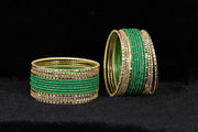 NMII Non-Precious Metal with Base Metal and Studded with Rainbow Zircon Gemstone Glossy Finished Traditional Bangle set for Women and Girls
