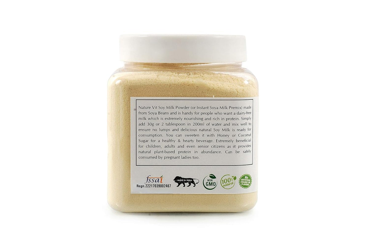 NatureVit Soya Milk Powder 300g [Plant-Based/Vegan Milk Alternative, Non-GMO & 49% Protein & Sugar Free]