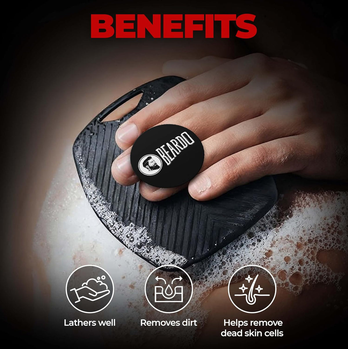 Beardo Silicone Body Scrubber, Loofah & Scalp Massager for Men | Cleanses, Exfoliates & Removes Dead Skin | Super Soft Silicone Bristles for Both Body and Hair | Soft Bristles for Skin & Scalp Cleansing - Set of 3