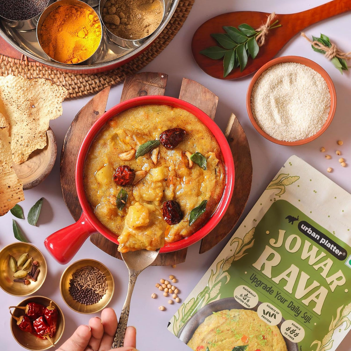 Urban Platter Jowar Rava, 500g (Naturally Gluten-free | Source of Protein & Fibre | A Smart Swap for Regular Sooji | Perfect for Upma, Khichdi, Porridge, Halwa & More)