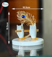 SHINDE EXPORTS Krishna Hand with Flute Statue murli Figurine Small Size for car Dashboard Table décor (White)