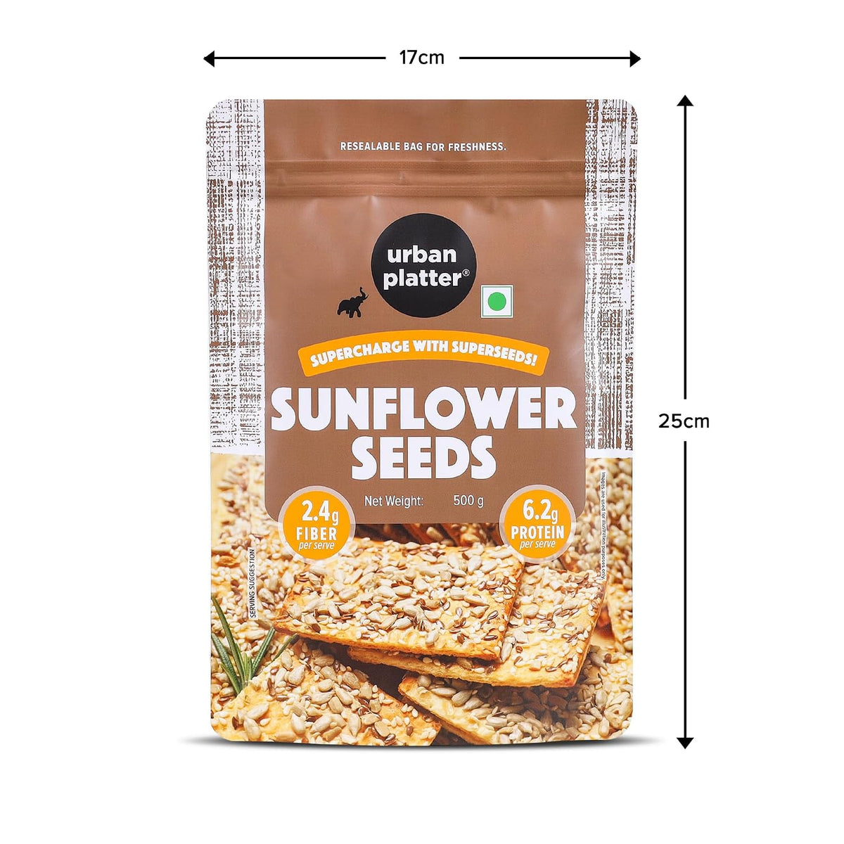 Urban Platter Sunflower Seeds, 500g (Protein & Fibre Rich | Vitamin E-Rich | Snacking, Salads & Baking)