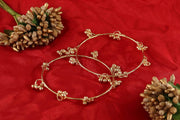 NMII Ethnic Wear Bangles Gold-Tone Alloy with Musical Ghungroo Charms | Women Fashionable Jewelry | Designer Bracelet Bangles For Girls | Viral Kashmiri Chudiya for Weddings, Festivals & Parties