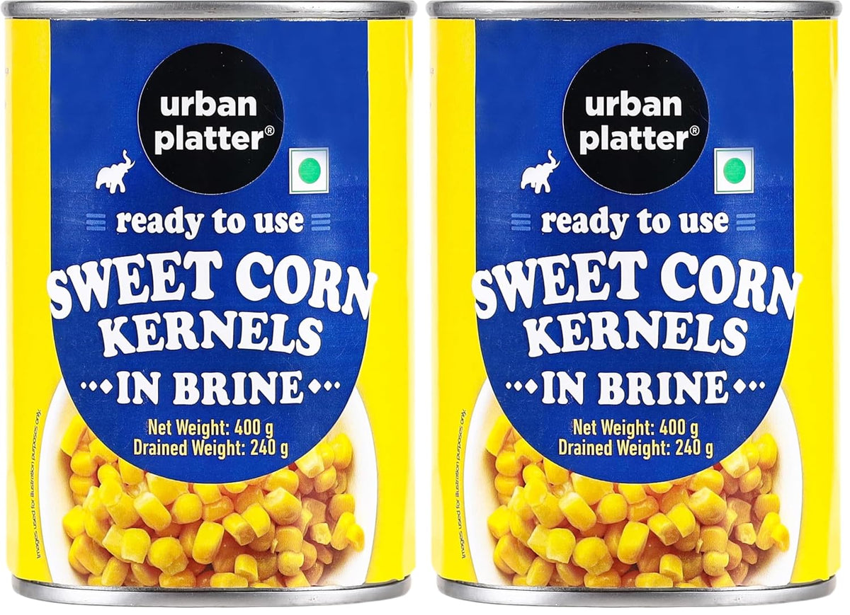 Urban Platter Ready to Use Sweet Corn Kernels in Brine, 400g (Drained Weight 240g) (Pack of 2)