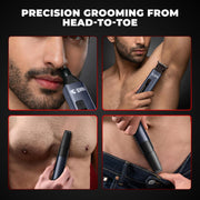BEARDO Godfather Premium Trimmer Kit for Men | Full Body Grooming Kit with 6 Magnetic Attachments | 8000 RPM Motor, 120 Min Runtime, Travel Lock | Self-Sharpening Blades, Aluminium Body