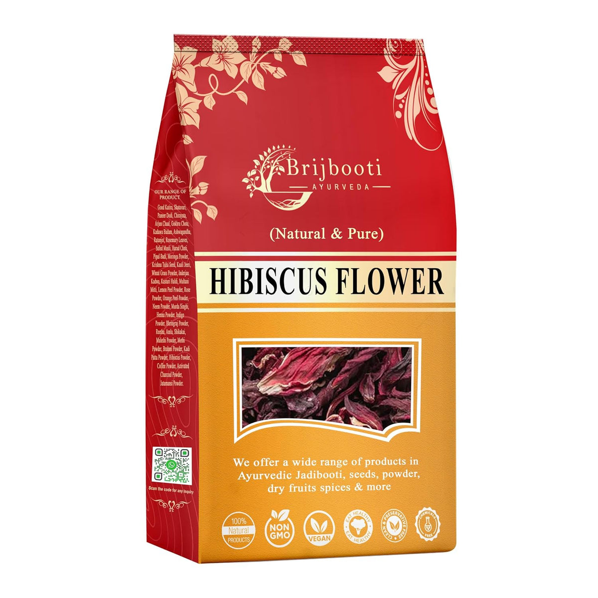 BrijBooti Hibiscus Flower - Herbal Tea- 800 Grams - Gudhal Phool - Hibiscus Dry Flower