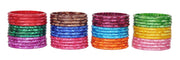NMII Acrylic (Plastic) with Flower Pattern and Plain Glossy Finished Kada Set For Women and Girls