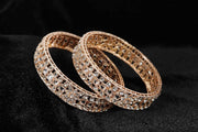 NMII Gold Plated Metal Kada Bangles Set For Women & Girls with American Diamond Stone | Stone Work Stylish Bangles Set | Traditional Bangles For Wedding, Party, Ocassion Fashion Jewellery- Set of 2