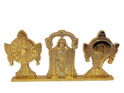 KridayKraft Tirupati Balaji Symbol Stand Shankh Chakra with Balaji Statue Gold Plating Antique Decorative for Car Dashboard Home & Office Table Showpiece Figurines,Religious Gift Idol, 5 x 1 Cm