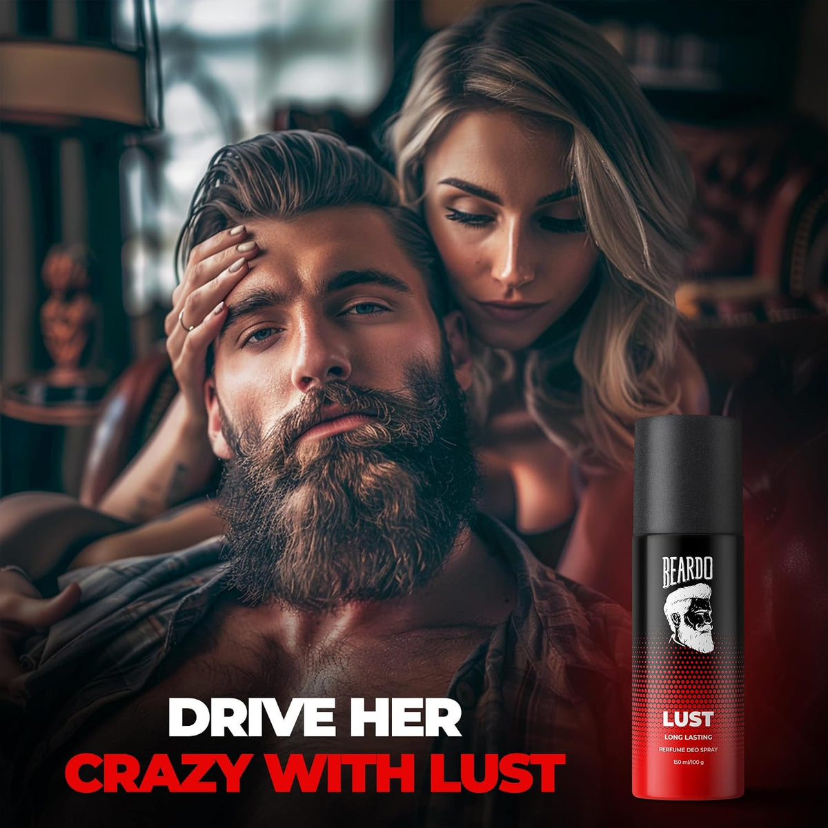BEARDO PERFUME DEO SPRAY - Lust, 150ml | Get compliments with Long lasting Aromatic, Fougere Deodorant Brand | Ideal gift for Men | Christmas gift for men | Gift For Friends | Gift for men