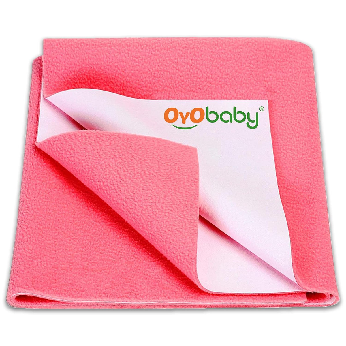 OYO BABY Medium Dry Sheet 100×70 cm | Waterproof Baby Bed Protector for Infants 0–12 Months | Breathable, Extra Absorbent & Reusable - Salmon Rose
