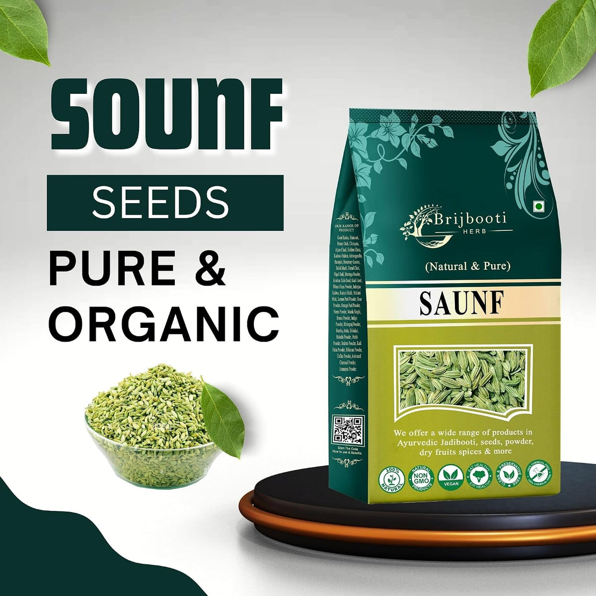 BrijBooti Fennel Seeds - Saunf Moti 400 Gr | Natural Saunf No Artificial Colours and Preservatives