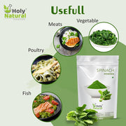 Holy Natural Spinach Powder 100g | Nutrient-Rich Palak Leaf Powder | for Smoothies, Soups, Salad Dressings & Healthy Recipes | No Additives or Preservatives