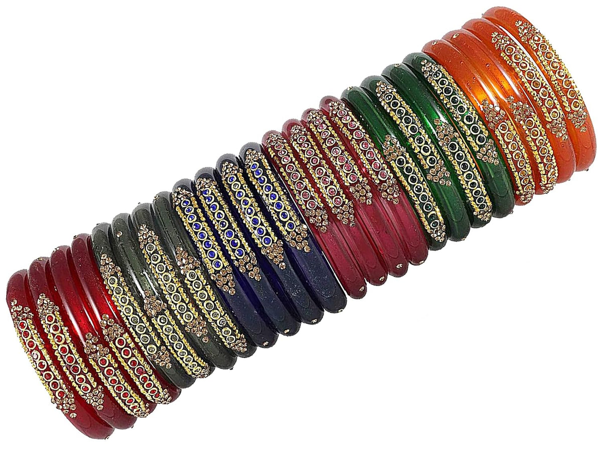 NMII Colourful Women's Bangles Set Studded with Zircon Gemstone & Beads | Daily use, Wedding, Party, Office | Bangles For Women Traditional | Girls fashion Jewellery