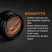 Beardo De-Tan Clay Mask for Men, 75g | Tan Removal & Skin Brightening Face Pack | Deep Cleansing with Niacinamide,Lactic Acid, Glycolic & Kaolin | For All Skin Types
