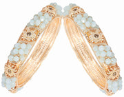 NMII Non-Precious Metal With Base Metal And Zircon Gemstone Or Colourful Beads Studded On Flower Glossy Finished Kada Set For women and Girls