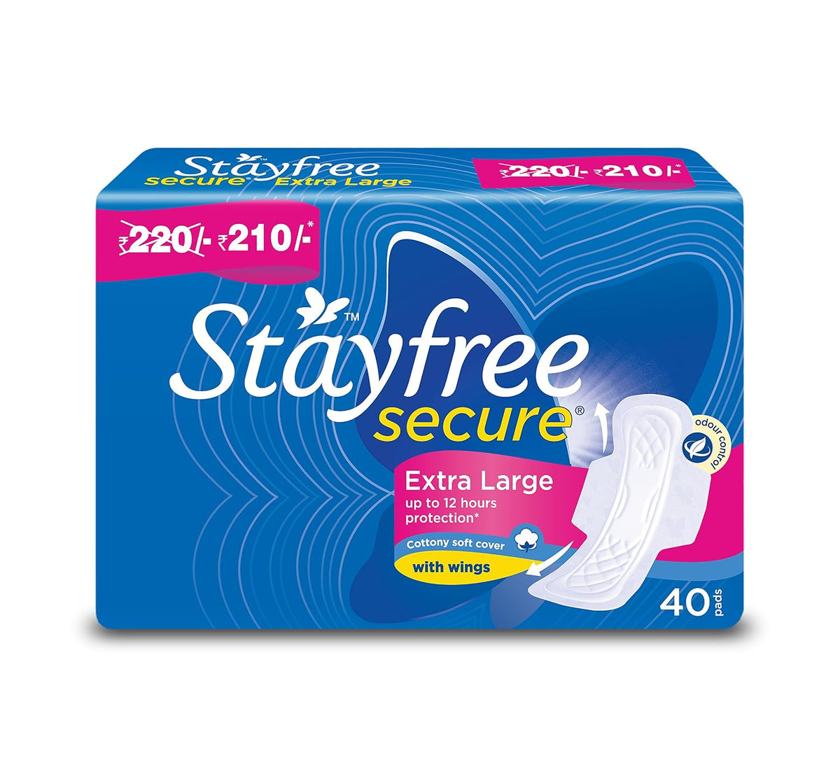 Stayfree Secure XL Cottony Sanitary napkins with Wings (40 Count) & Stayfree Secure XL Ultra Thin Sanitary napkins (40 Count)