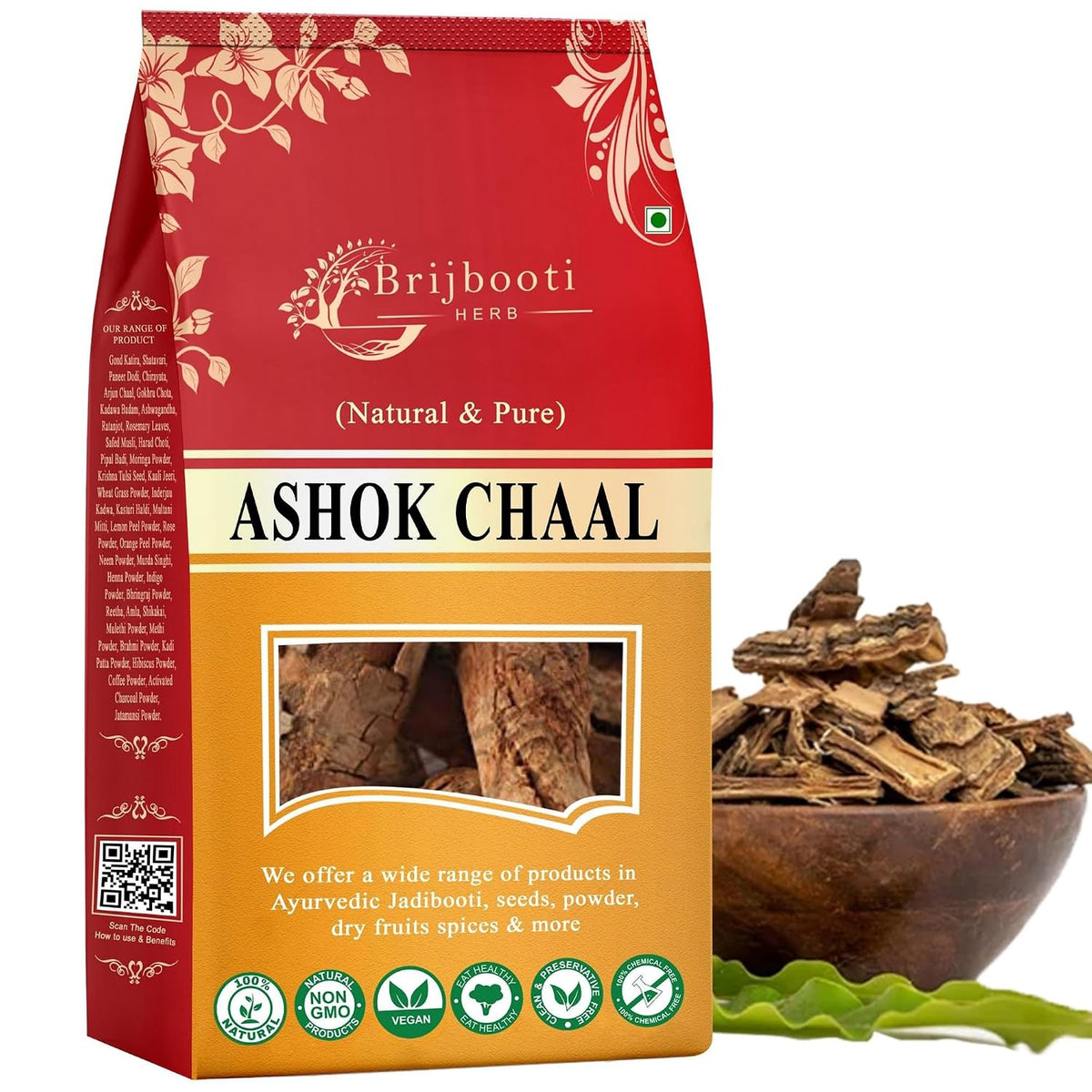 BrijBooti Ashok Chaal 200 Gr - Ashoka Bark - Saraca Ashoka Bark - Ashok Tree