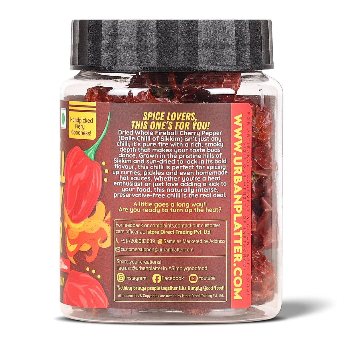 Urban Platter Fireball Cherry Pepper, 30g (Whole & Dried | Dalle Khursani Chilli of Sikkim |Hot & Fiery)