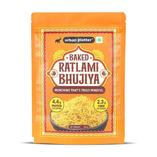 Urban Platter Baked Bhujia/Bhujiya Ratlami, 200g (Baked Not Fried, Better-For-You Indian Snack, 4.4g Protein & 2.3g Fibre)