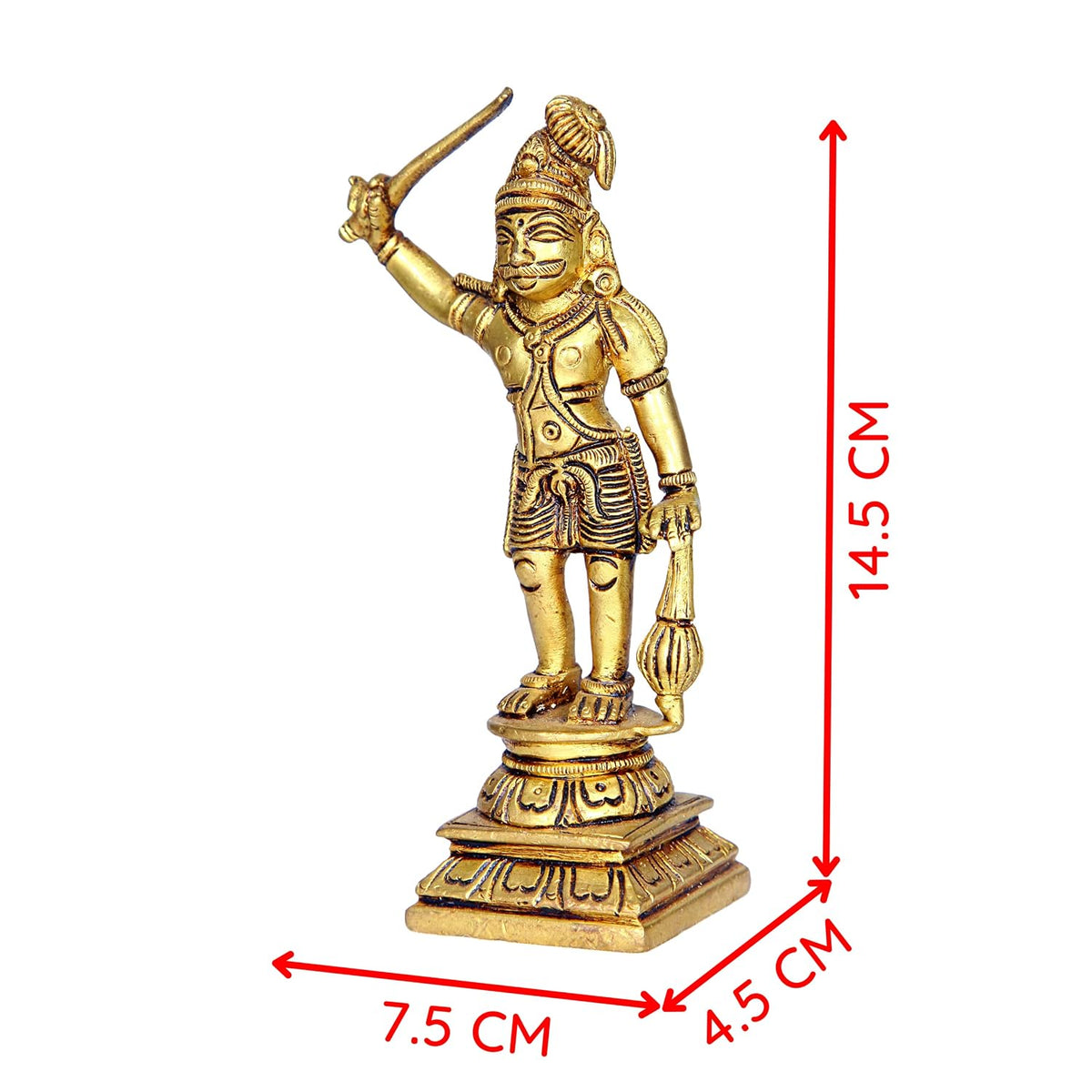 Aalayam Selveer Madurai Veeran Silai Brass | Madurai Veeran Idol Brass | Madurai Veeran Statue Brass 14.5 CM Height, Gold Colour 1 No