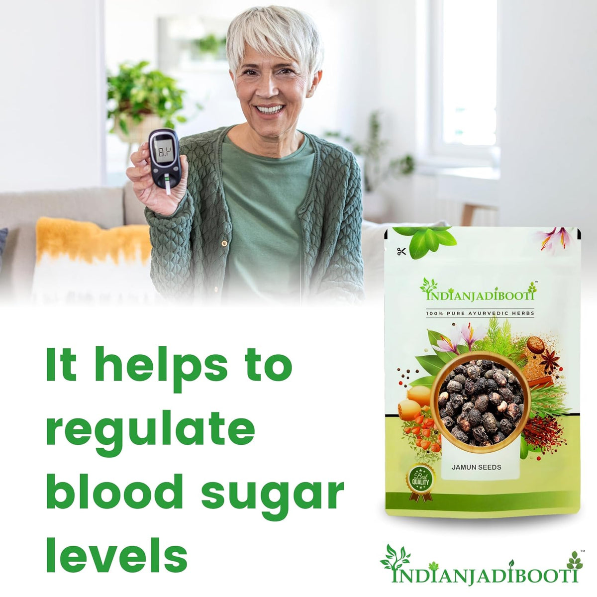 IndianJadiBooti Jamun Guthli Powder | Java Plum Seeds (Syzygium Cumini) | Natural Glycemic Support for Blood Sugar Management | Rich in Jamboline | Traditional Madhumeha Care | 100 Pack of 3