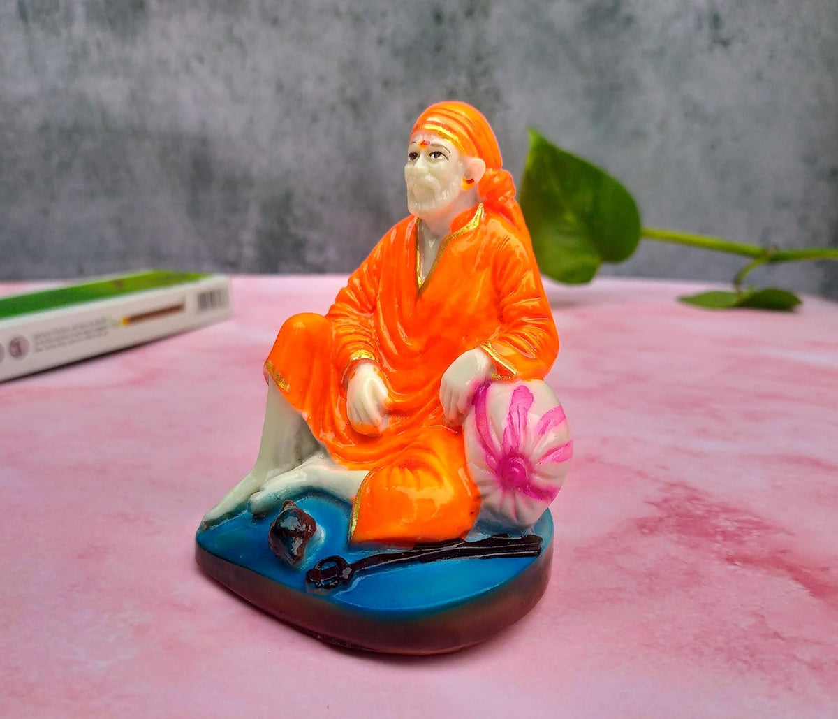 SHINDE EXPORTS shirdi Saibaba Marble Idol 4 inches for car Dashboard and Gifting