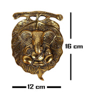 KridayKraft White Metal Leaf Ganesh Main Door Hanging for Home Decor