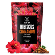 BLUE TEA - Hibiscus Cinnamon and Clove Tea - 100gm (100 Cups) | SKIN GLOW ENHANCING TEA | Vitamin-C Rich | Tangy Taste - Flower Based - Herbal Tea - Caffeine Free | Zipper Pack
