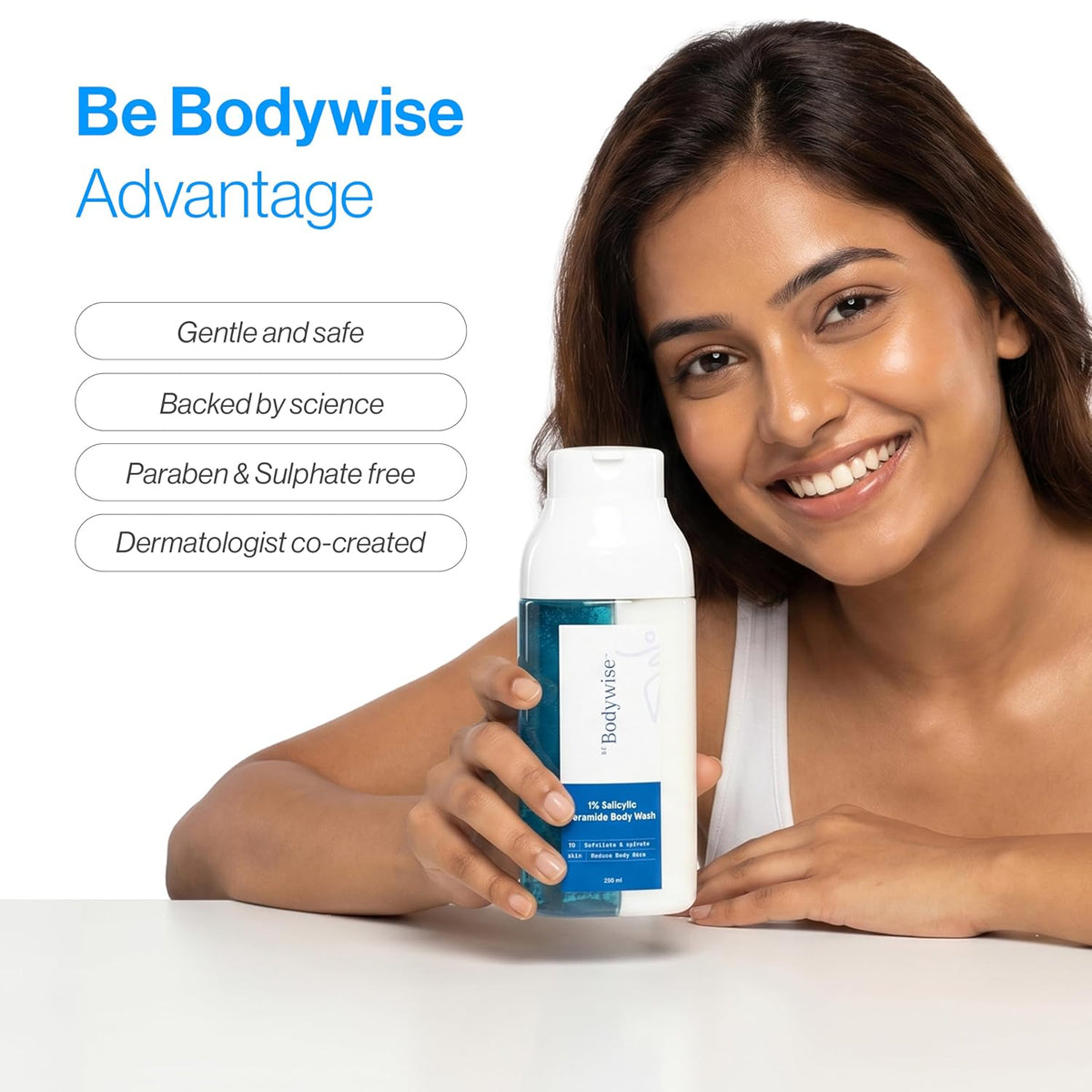 Be Bodywise Moisturizing Body Wash Shower Gel 250 ml | Salicylic Acid & Ceramide | Body Acne, Strawberry Skin & Deep Hydration | Dual Pump, 2 in 1 Body Wash | Gentle, Non Drying & Paraben-Free