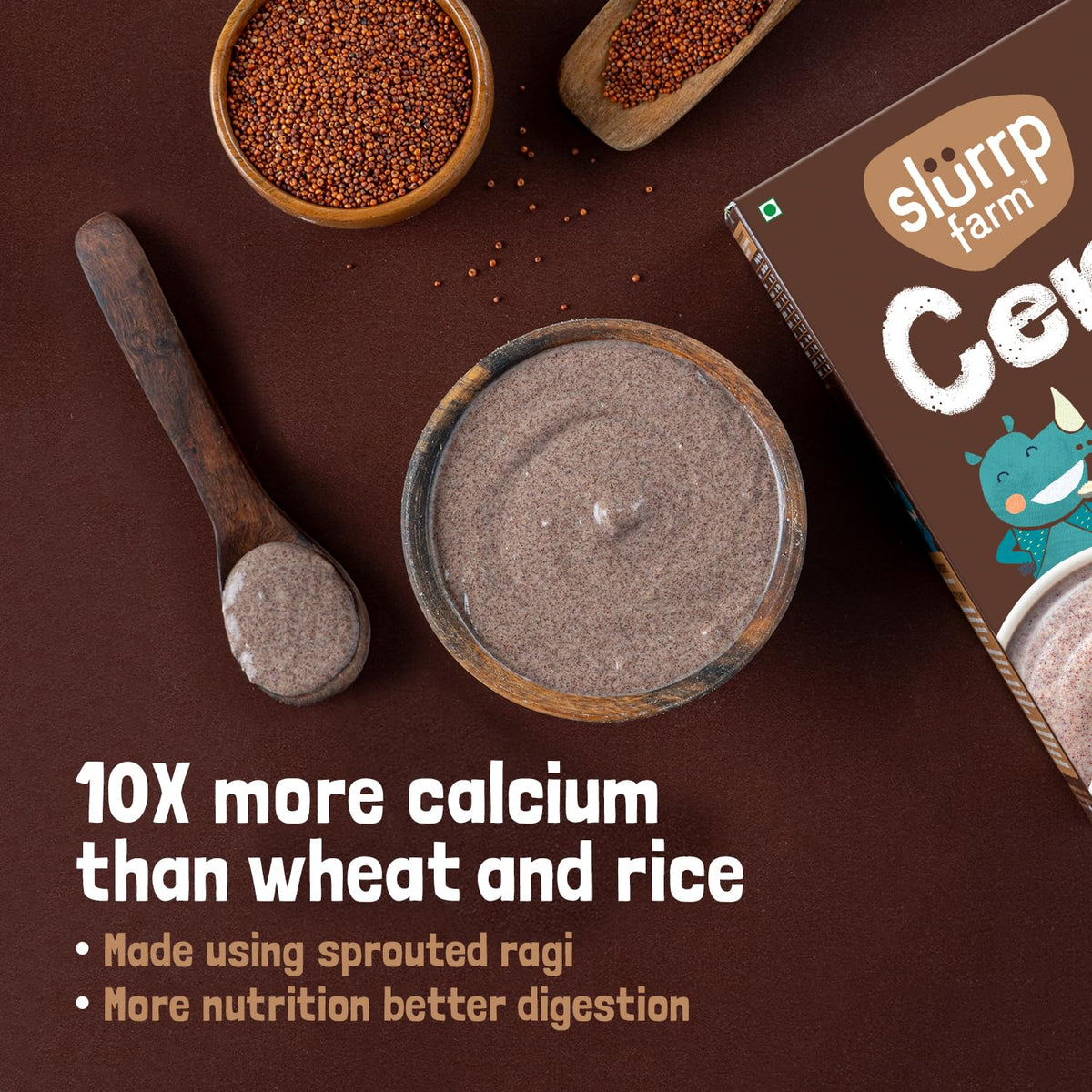 Slurrp Farm No Added Sugar, No Salt, Sprouted Ragi Powder | 100% Natural Ragi Flour | Free Mango Cereal Trial Pack | 250g