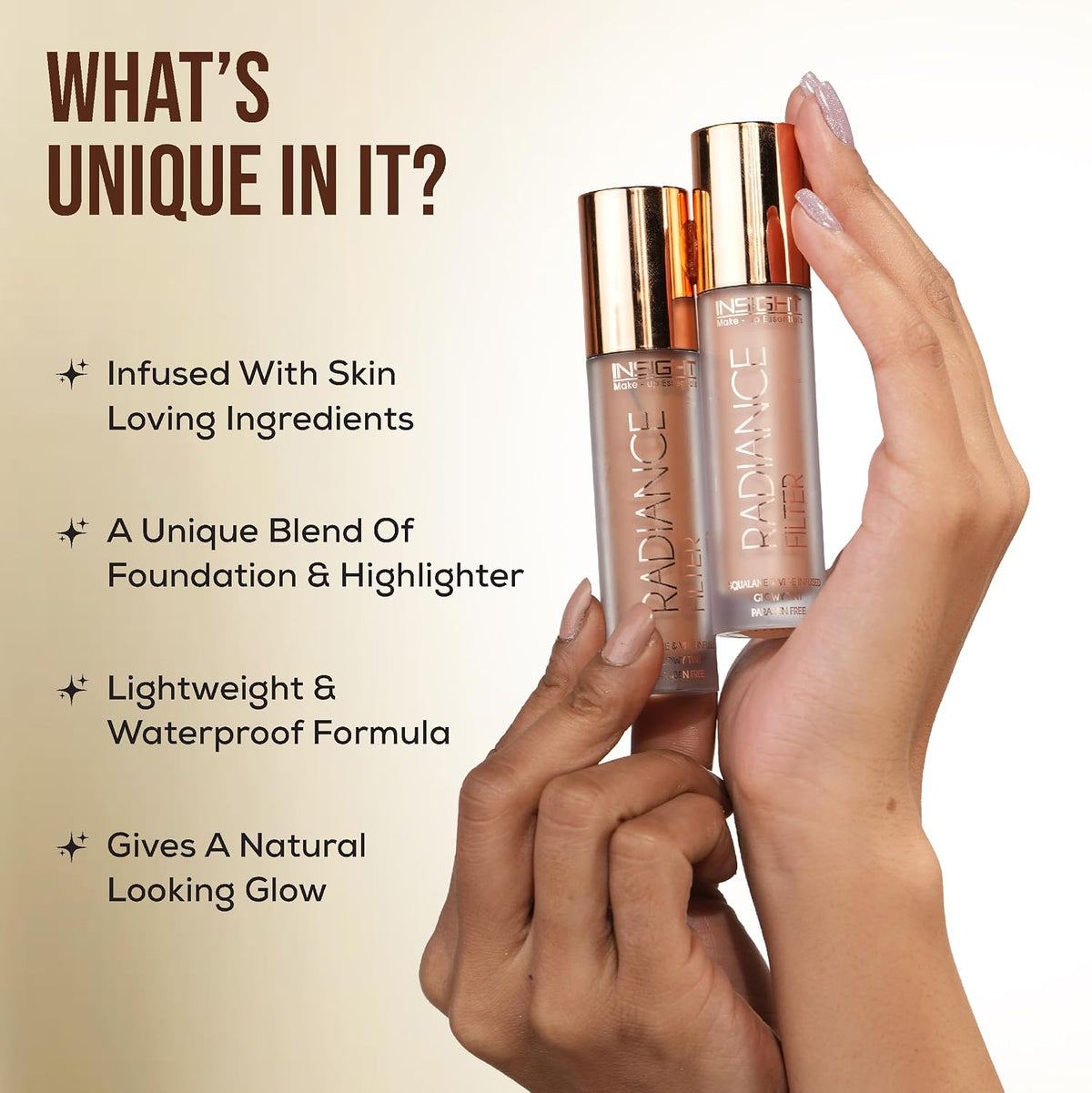 INSIGHT Radiance Filter | Radiant Finish | Infused with Squalane & Vit E | Illuminating Skin Tint Foundation | Comfortable Wear for Everyday Use - (Light) 11g