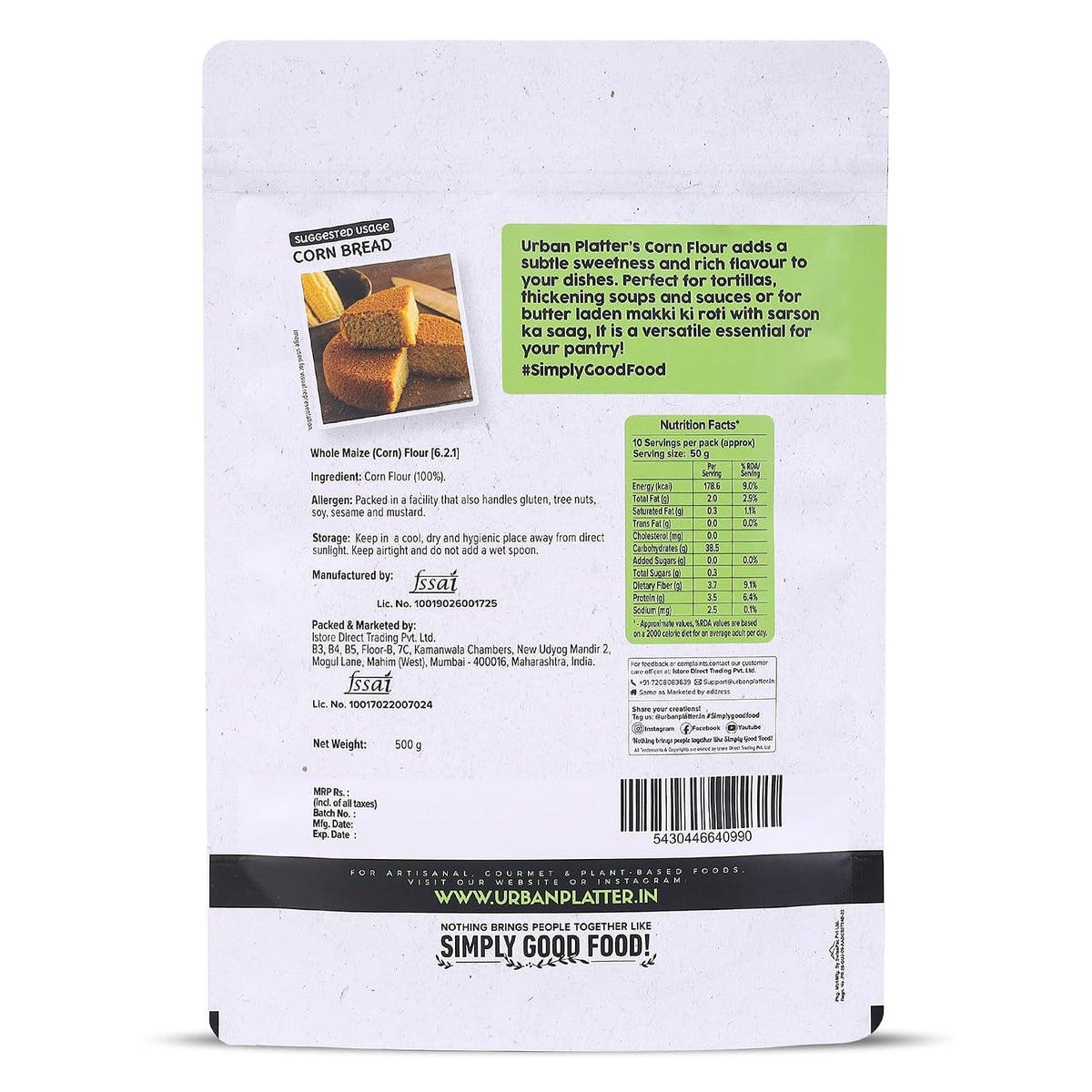 Urban Platter Golden Corn Flour, 500g (Stone-Ground Makka Atta | Naturally Gluten-Free)