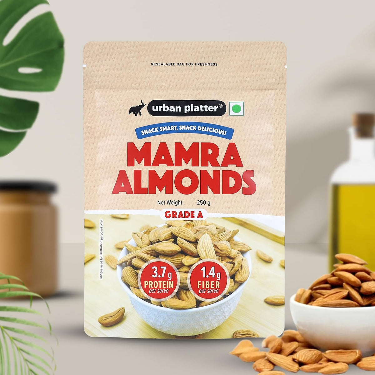 Urban Platter Mamra Almonds, 500g (Rich in Healthy Fats and Protein | Nutrient-Dense | Premium Almond Variety)
