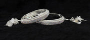 NMII Metal & Gold White American Diamond Stone Latkan Bangles Set For Girls and Women | Bangles with Latkan | AD Bangles | Stylish Bangles For Wedding, Party, Occasion Fashion Jewellery- Set of 2