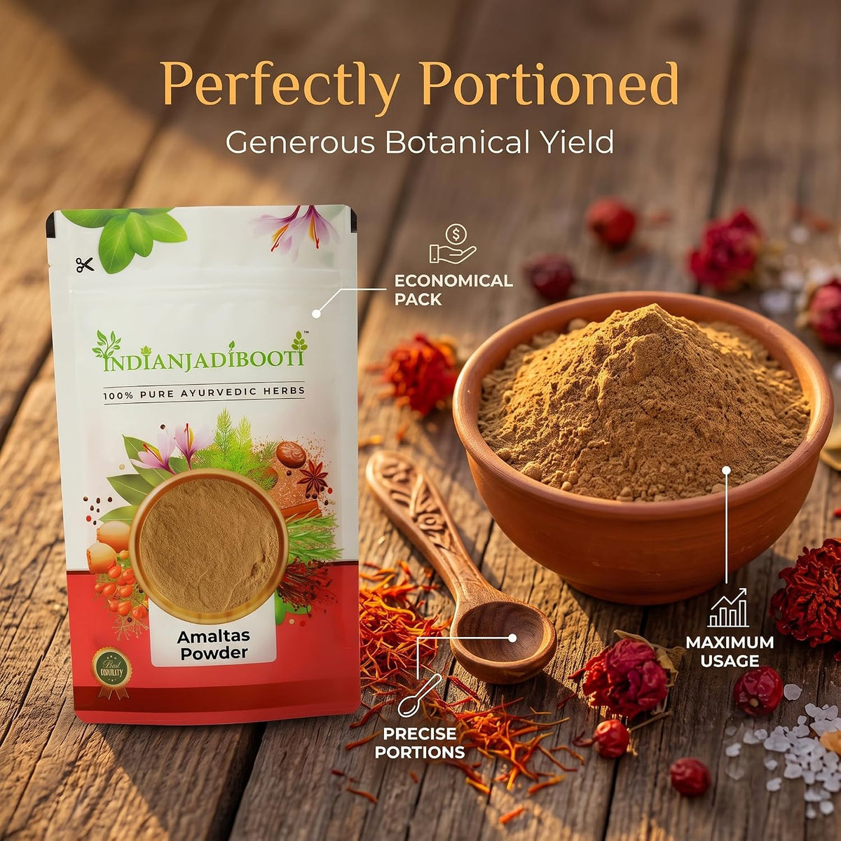 IndianJadiBooti Amaltas Pulp Extract Powder | Amaltaas Guda Powder | Cassia Fistula (250 Grams) | Pack Of 2