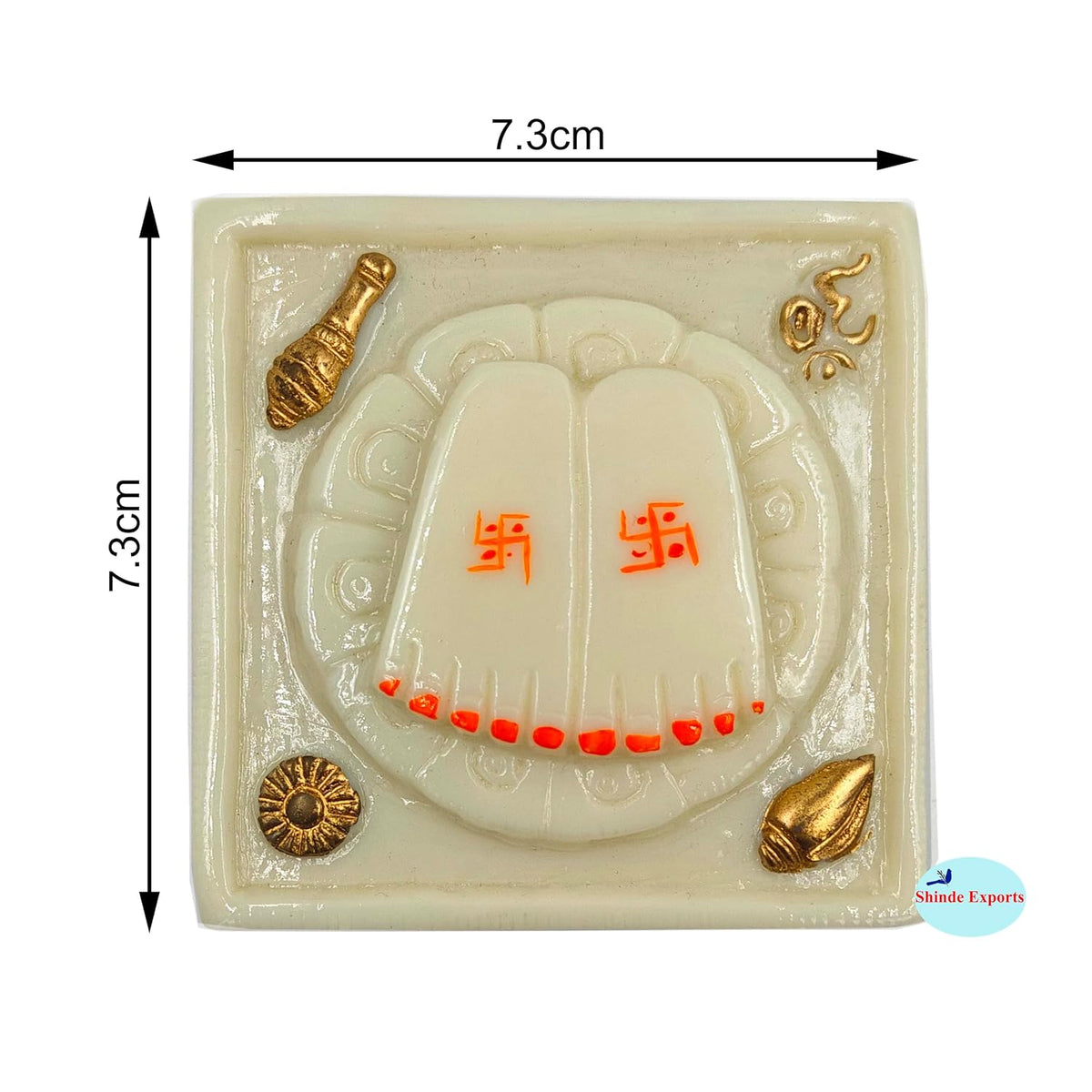SHINDE EXPORTS Small Marble charan Kamal paduka for puja