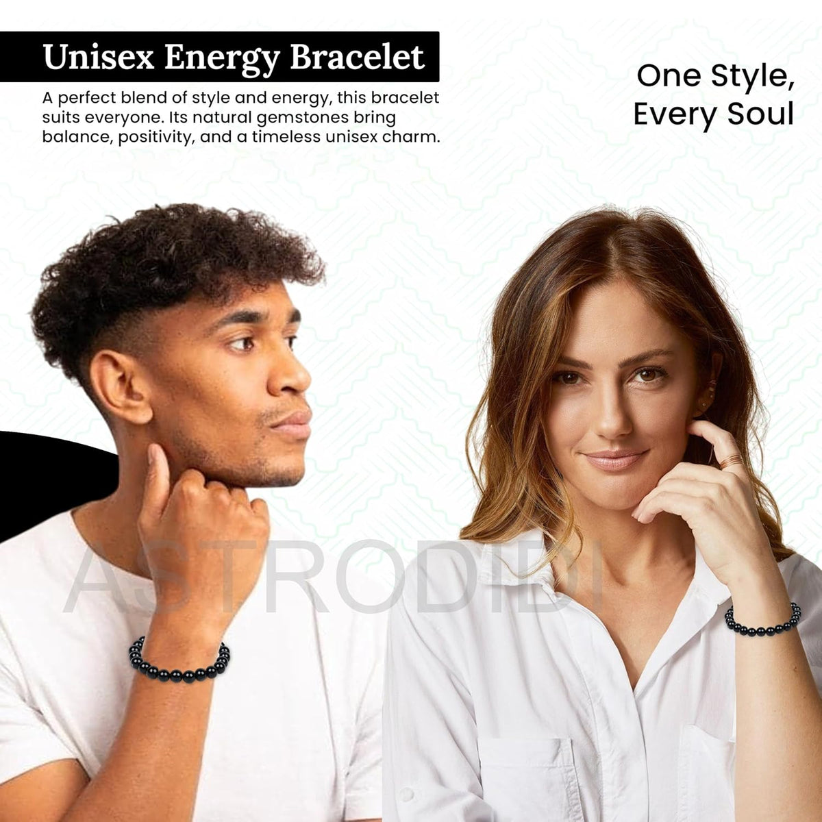 Astrodidi Natural Certified Black Agate Kala Hakik Stone Bracelet for Men & Women | Brings Peace, Occult Success, Balances Shiva & Shakti Energies and Protects from all Negative Energy | 8mm Bead size, Pack of 1