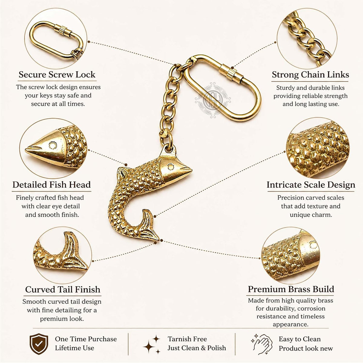 DSH Brass Fish Key chain for Car, Bike, Cycle, For Home Decor Gifting Item