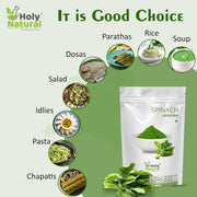 Holy Natural Spinach Powder 100g | Nutrient-Rich Palak Leaf Powder | for Smoothies, Soups, Salad Dressings & Healthy Recipes | No Additives or Preservatives