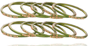 NMII Glass and Studded with Zircon Gemstone or Beads Glossy Finished Bangle set for Women and Girls