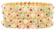 NMII Traditional Gold Plated Metal with Red Zircon GemStone Bangles Set For Girls & Women | Premium Rajwadi Kangan Set | Girl's Bangles Bracelet | Stylish Kada For Women
